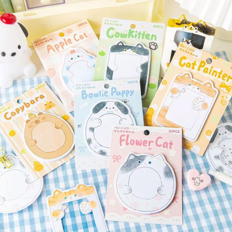 Mo Mo Cute Cat Paradise Alien Cartoon Convenient Ins Animal Note Sticky Student Message Decoration Kawai stationery Supplies