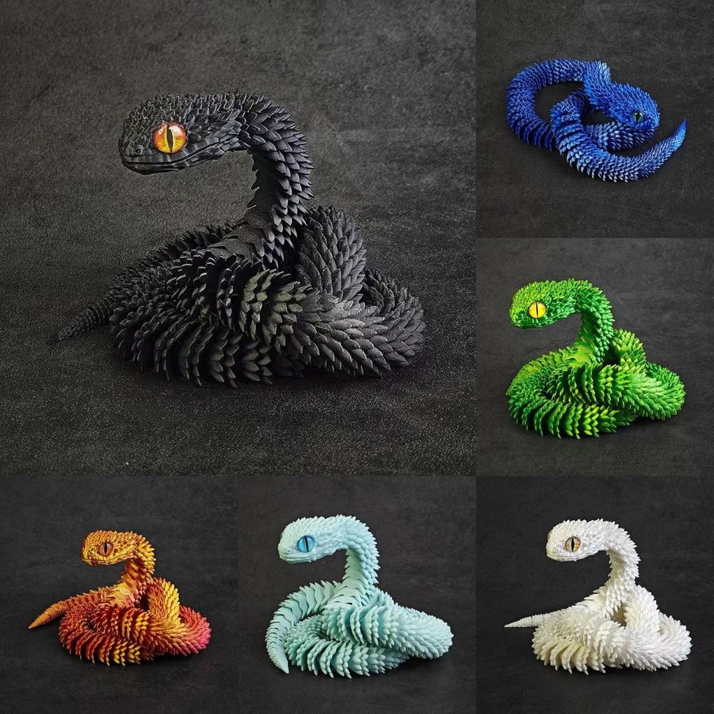 Stunning 3d Printed Snake Figurine With Articulated Joints And Lifelike Eyes For Unique Decor