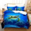 Dolphin Turtle Bedding Set Print Quilt Cover 3 Pieces Duvet Cover Sea Animals Scenery Comforter Set Kids Boys Duvet Cover Set