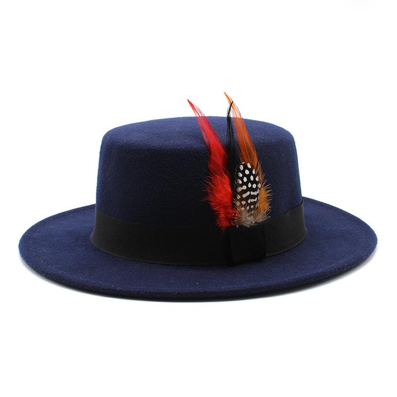 Cappelli per Coppie Maschili e Femminili Cappello Piatto Britannico Classico Retrò in Lana Cappello a Tesa Larga Cappello in Feltro