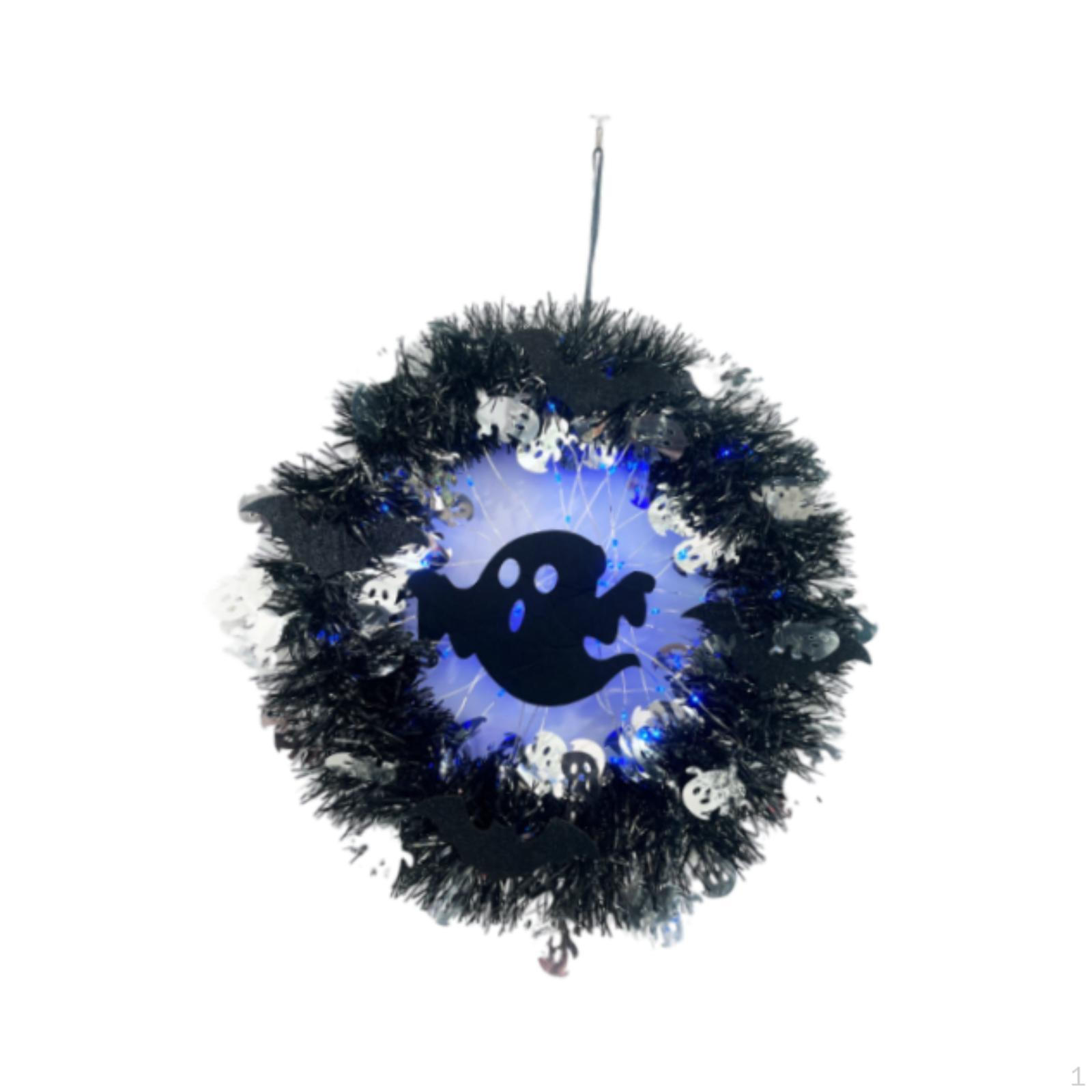 

Artificial Wreath Hanging Ornament Glowing Decoration Floral Ring Decor for Porch Holiday