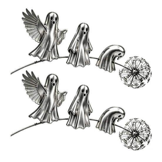 Metal Halloween Yard Signs Ghost Garden Stake, Rustic Art Decor with Dandelion Accent, Landscape Sculpture for Lawn Patio Flower Bed And Backyard