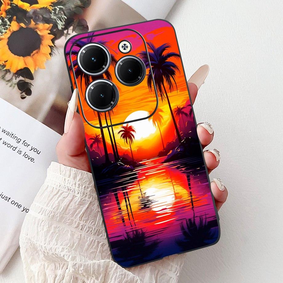 Dragon Koi Fish Landscape Phone Case For Infinix Hot 40i 40 Pro Back Cover Soft TPU Cartoon Bumper For Hot 30 30i 30 Play Shell