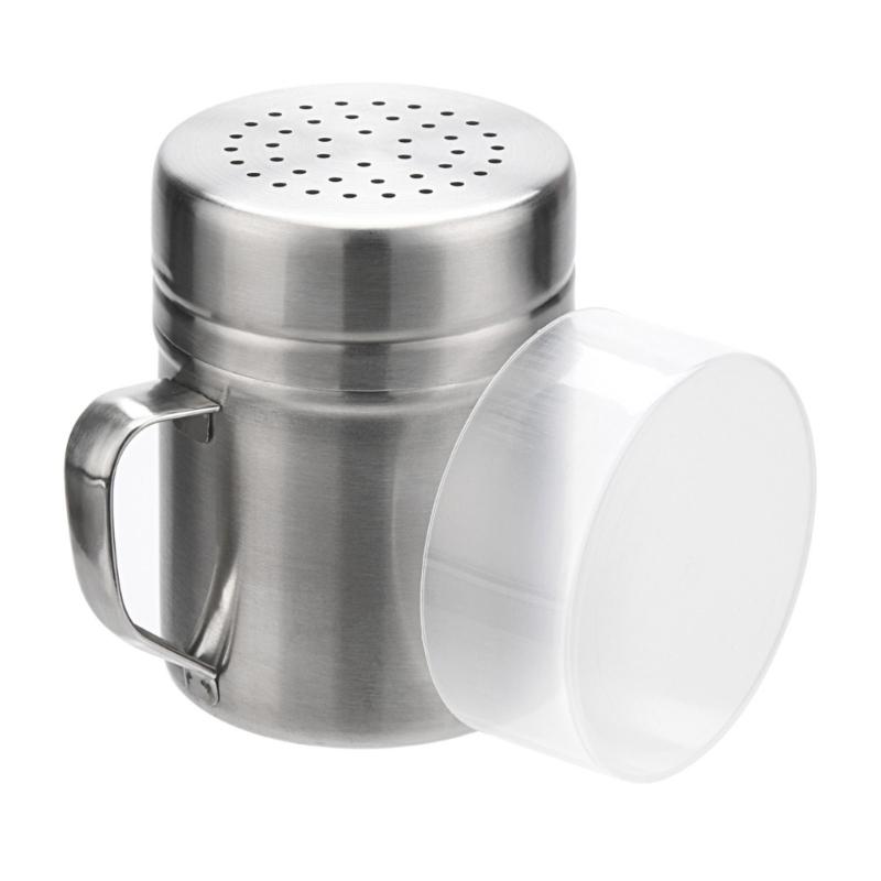 2Pcs Steel Powder Shaker Canister with Comfort Handle and Lid for Even Distribution of Sugar Cocoa Seasoning Dispenser