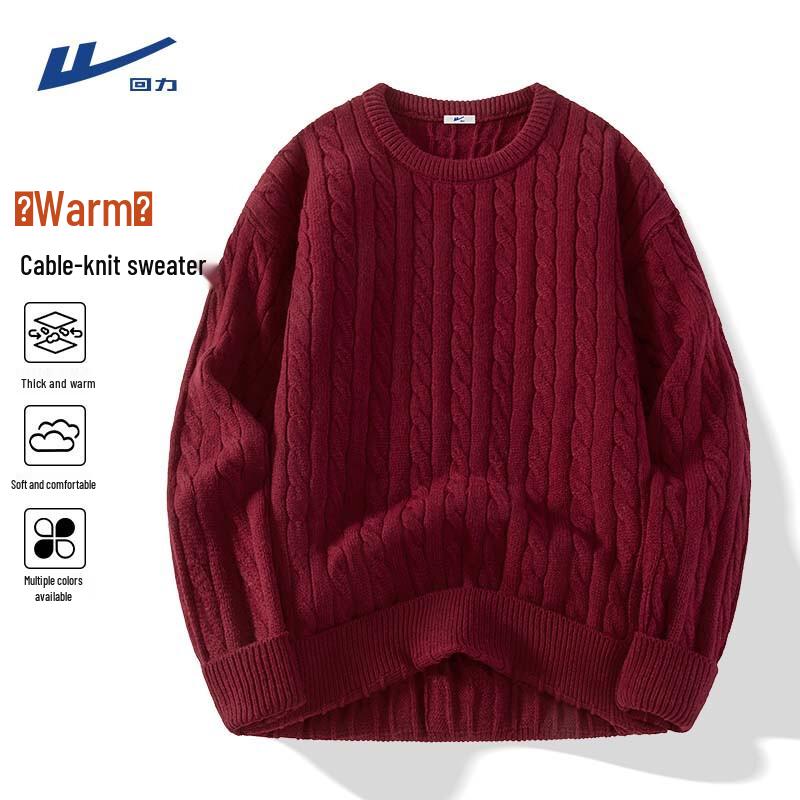 Warrior Men's Round Neck Cable Knit Sweater