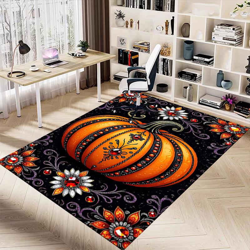 1PC Pumpkin Artwork Extra Large Non Slip Floor Carpet, Office, Family, Studio   Large Area Rug Indoor Rugs, Bold Statement Piece