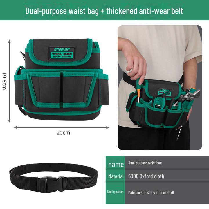 Green Forest Multi-Function Electrician Tool Bag: Wear-Resistant, Dual-Purpose Crossbody & Waist Bag for Wallpaper Repair