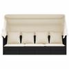 vidaXL Outdoor-Loungebett mit Dach und Kissen Schwarz Poly Rattan