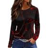 Damenmode Saumschlitz Lässig Halloween-Print Rundhals Langarm Oberteil