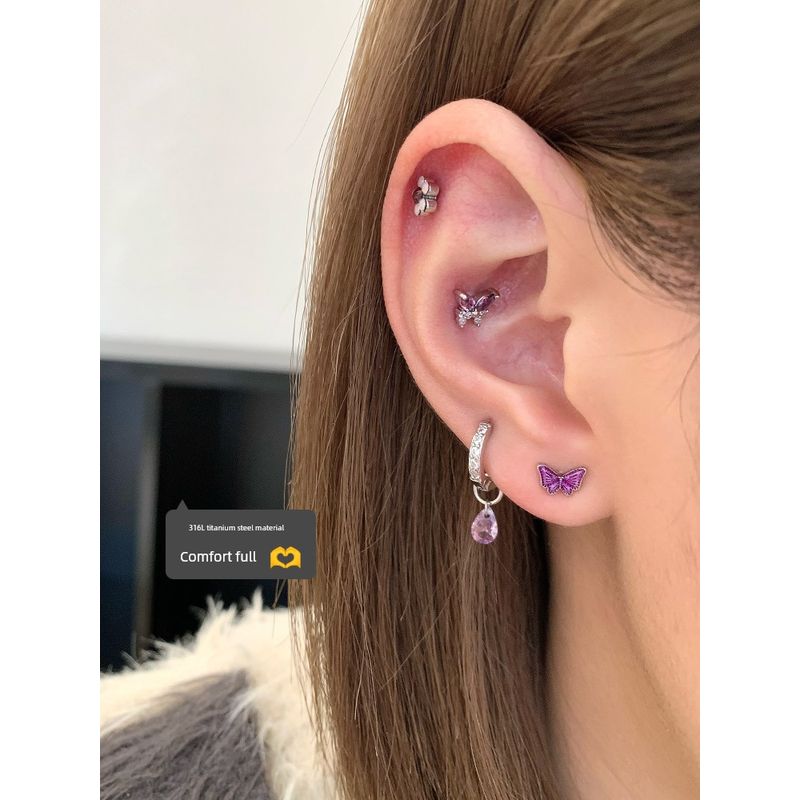 Ringring Store Medical Titanium Steel Ear Studs Edge Buckle Loop Bone Nail Earring Ear Bone Pin Titanium Alloy Earrings Earrings Female