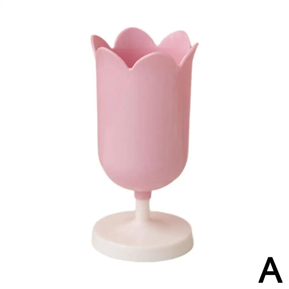 Tulip Flower Pen Holder Storage Bucket Petal Girl Pen Flower Decor Brush Bucket Prop Vintage Photography Makeup Holder Stor Y8E3