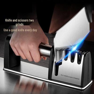 Four-in-One Manual Knife Sharpener - Household Kitchen Tool with Four-Stages for Fast, Multi-functional Sharpening
