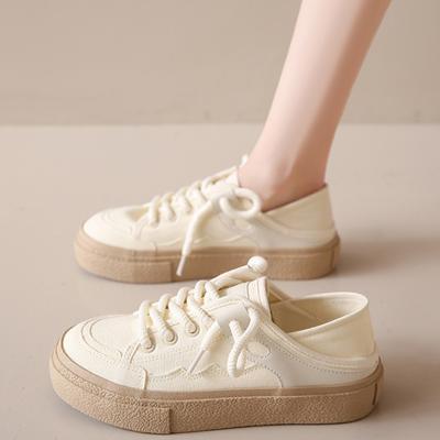 Korean Version Canvas Shoe Female Flat Bottom Comfortable 2024 New Casual Simple All-match Solid Color Womens Shoes Summertime