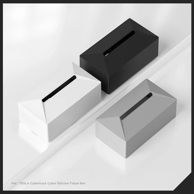 For Tesla Y LAUNCH/Juniper/3/X/S/3+ Silicone Tissue Box Central Control Back Rest Tissue Box Car Interior Trimming Accessories