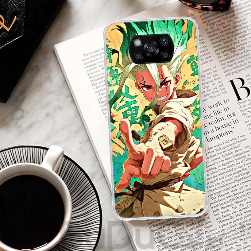 D-Dr Stone Anime Cover For Xiaomi Poco X7 X6 X5 Pro X3 Nfc F7 Ultra Phone Case F6 F5 X4 F4 Gt F3 M6 M5S M4 M3 Print Shell Poco X