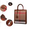 Classic Retro Handbags Fashion Casual Tote Plaid Canvas Luxury Shoulder Bag Genuine Leather Crossbody Bag For Ladies