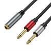 Music Engineer Double 6.35mm Mono Male to Stereo Female Y Adapter Cable 1/4 Mono Male Y Splitter Cord Multiple Length