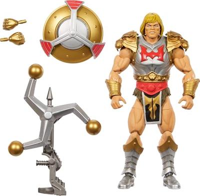 Masters of the Universe 7-Zoll-Actionfigur aus Neu-Eternia, Fliegende Faust He-Man, Motu Spielzeug, Rotierende Waffe & Schild, 30 Gelenke