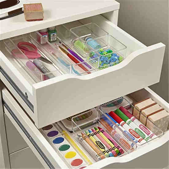 16Pcs/Set Plastic Transparent Office Cosmetic Organizers Drawer Storage Box