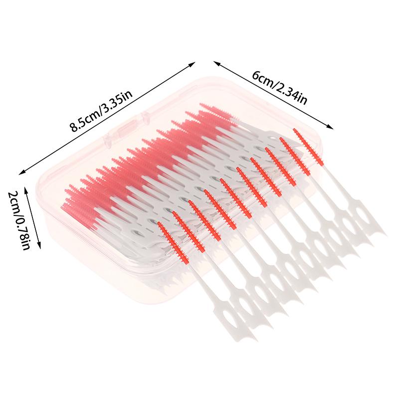Interdental Silicone Brushes 200 Units Dental Toothpicks Brush Between Teeth With Thread Oral Cleaning Tools