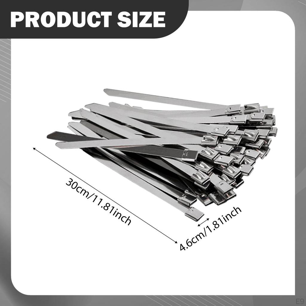 100 Pieces Metal Zip Ties Self Locking Easy Installation Fixed Fasteners Cable Binding Tools