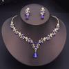 Exquisite Dangle Earrings and Necklace for Women Elegant Jewelry Set Flower Design Shining Rhinestone Necklace Set Wedding