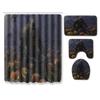 Halloween Shower Curtain Floor Mat Combination Four-Piece Set Kitchen Absorbent Non-Slip Carpet Bedroom Door Mat
