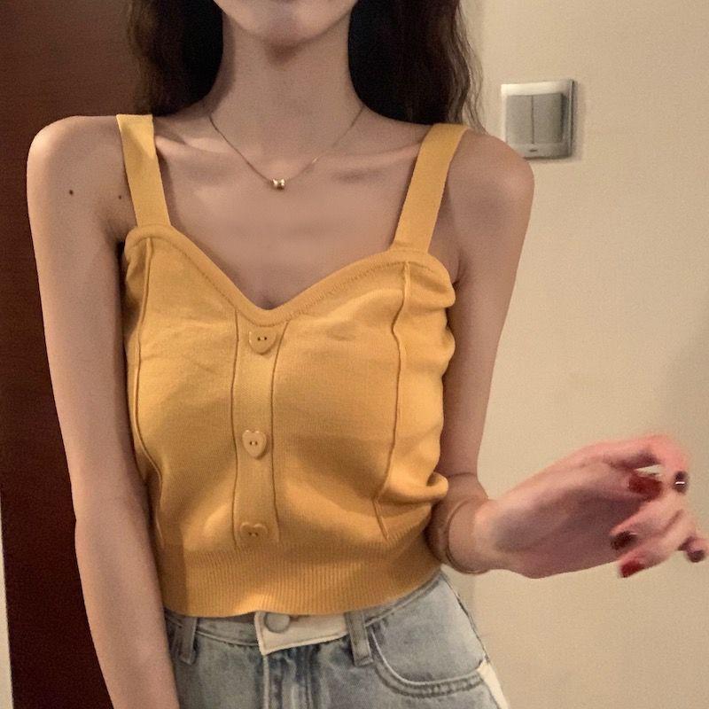 Knit Camisole with Hollow Design – Versatile Sleeveless Top for Women