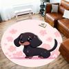 1pc Dachshund Cherry Blossoms Pattern Office Round Rugs, Under Chair Round Rugs for Living Room, Bedroom, Bathroom Decoration Carpet 091866