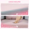 Children's Sofa Convertible into Bed and Play Area with Crown Cushion 116x61x14 cm Pink and Greyish Blue