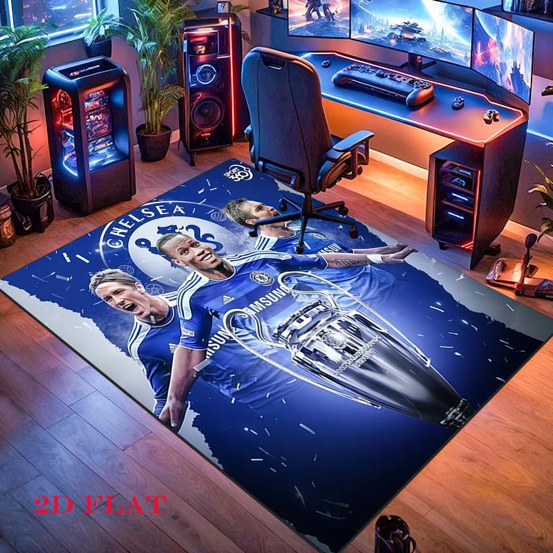 Chelsea FC Team Teppich für Wohnzimmer Schlafzimmer Zuhause Sofa Dekoration, Kinder Spiel rutschfeste Bodenmatte