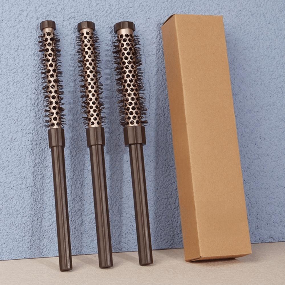 3Pcs Nylon Bristles Curly Hair Styling Comb Aluminum Tube Hair Root Comb  Home Use