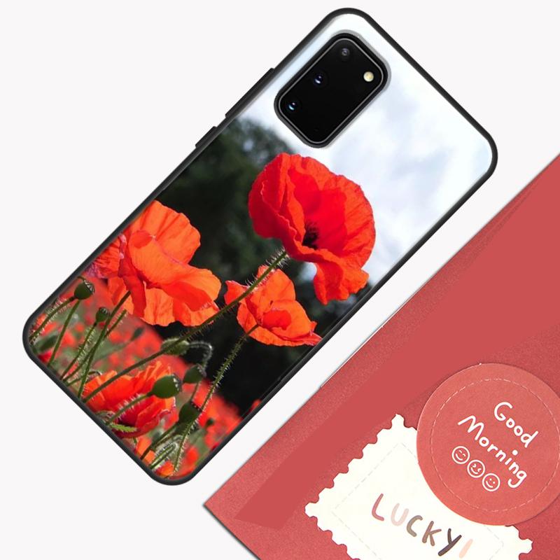Červený mák Květinový kryt na telefon Pro Samsung Galaxy S23 S26 Ultra S20 S21 S22 S24 S25 Plus S10 S25 FE Kryt
