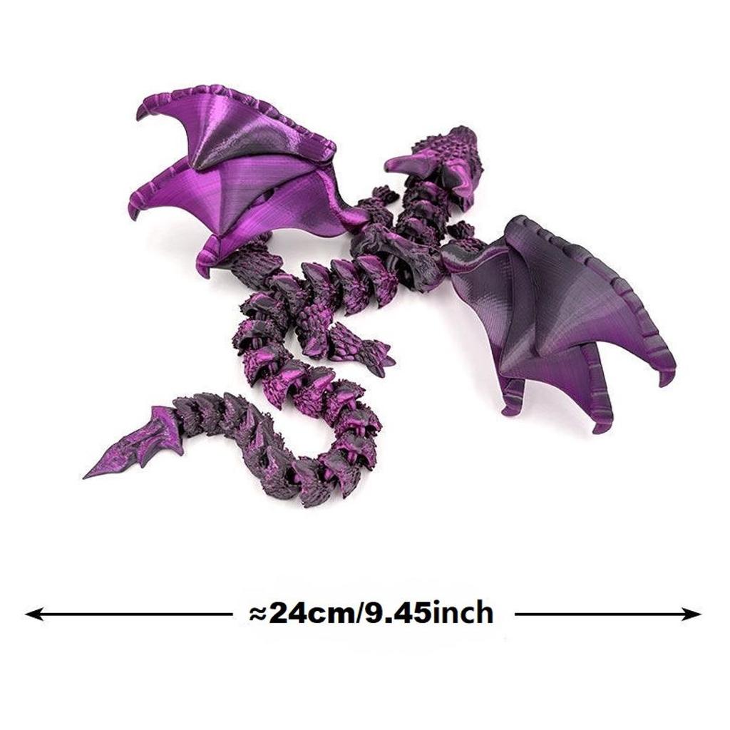 1pc 3D Printed Winged Carriage Dragon Figurine With Random Eyes, Art Deco Resin Dragon Sculpture, Tabletop Animal Theme Decor