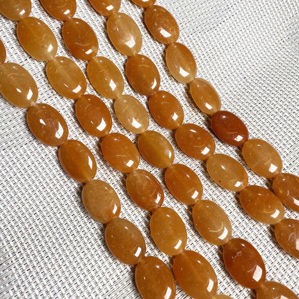 Hand-Painted Natural Gemstone Oval Beads for DIY Jewelry Necklaces & Bracelets