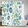GAEVibrant Floral Shower Curtain: Blue Green Watercolor Print for Bathroom Decor Easy Fit Rings Included (White Background)