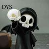 Micro Landscape Ornaments 3D Printed Grim Reaper Skull Ornament, with Bat Wings Decor, Durable Resin Crafts Cute Gothic Desk Figurine, for Halloween