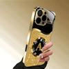 Shining Letter A Pattern Gold Metallic Paint Glass Phone Case For iPhone 11 12 13 14 15 16 17 Pro Max Plus 17 Air 16E Cover