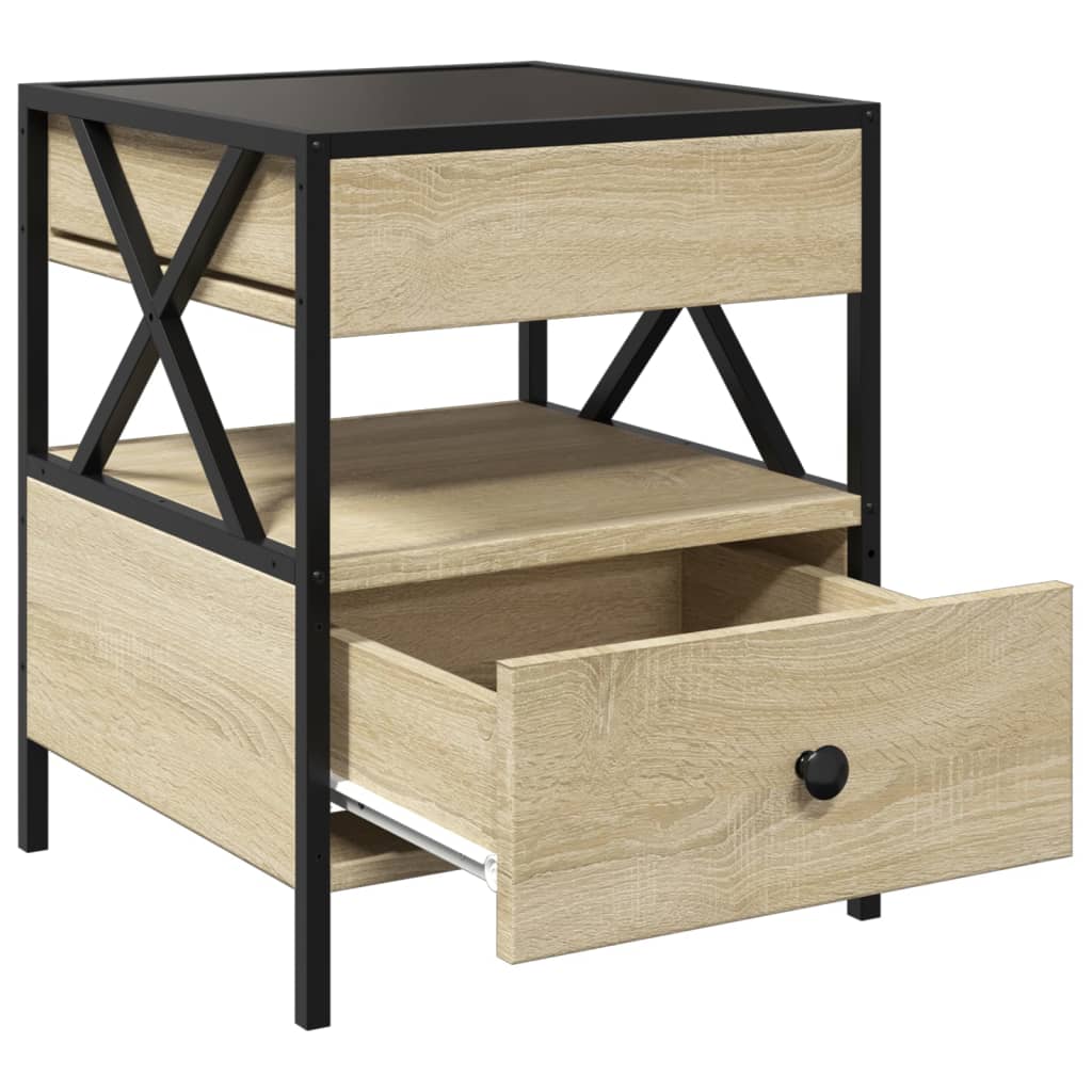 Nightstand with Infinity LED Sonoma Oak Finish 40x40x51 cm