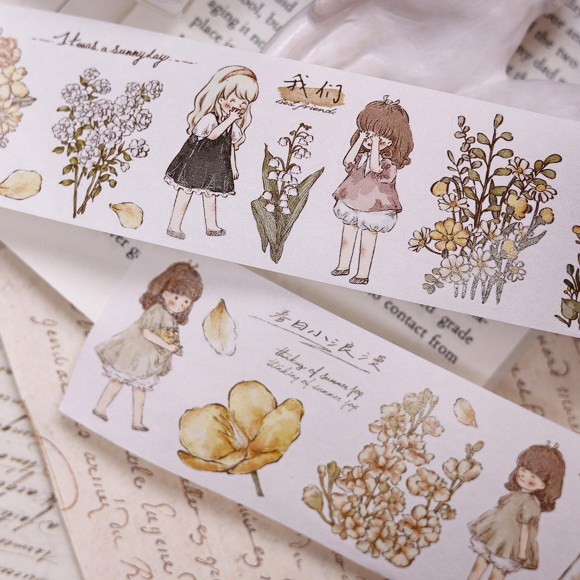 Xiaobaijia New Edition Spring Trace Light Retro Salt Character Flower Paper PET pre die cut Die journal Tape