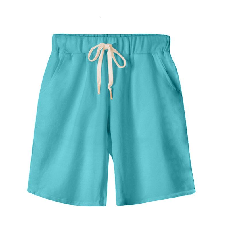 Damen High Waist Einfarbig Lässige Sporthose, Übergröße, Fünf-Punkt-Länge, Kordelzug, Slim Fit