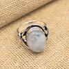 Χειροποίητο κοσμηματοπωλείο δαχτυλίδι Rainbow Moonstone Gemstone 925 Sterling