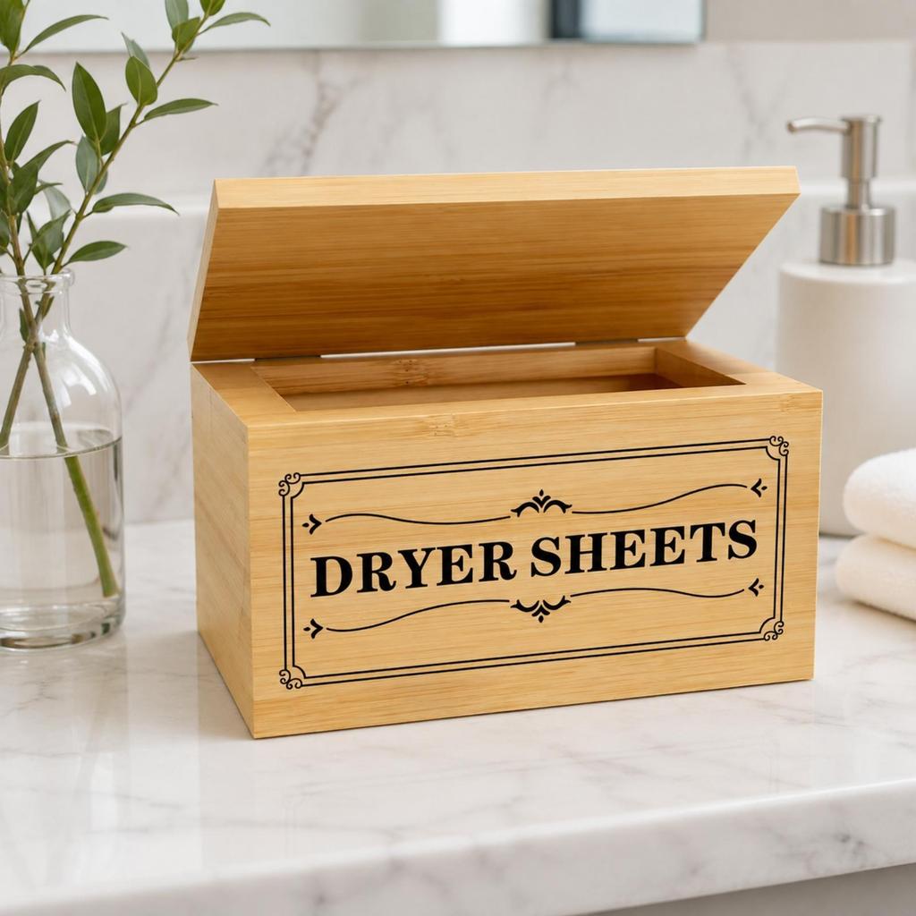 Wooden Storage Box Long-Lasting for Laundry Room, Bathroom