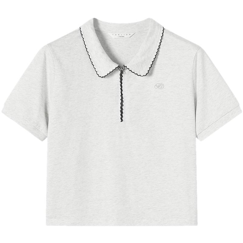 TonLion Women s Half-Placket Short Sleeve Polo Shirt M