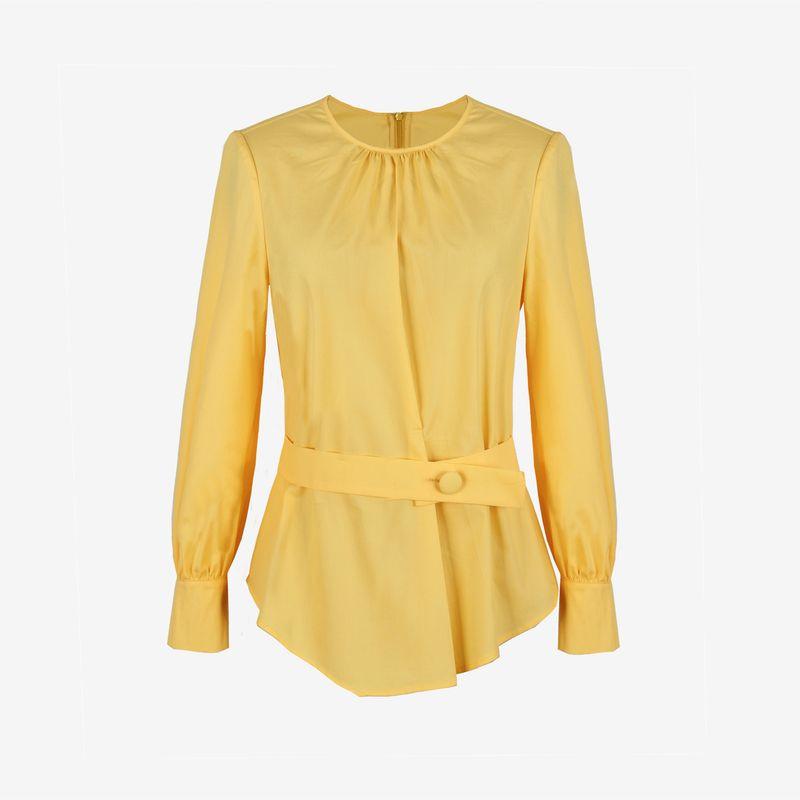 

Blue Rose Plus Size Women s Cotton Long Sleeves Shirt Pullover Waist, Fashion Ol Temperament Shirt Yellow 5XL