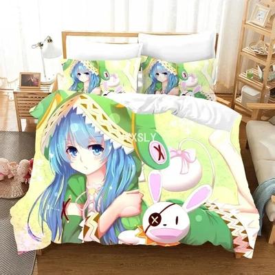 Date A Live Bedding Set Quilt Cover Pillowcases For Adult Boys Single Double Full Queen King Girl Boys Duvet Cover Home Textile