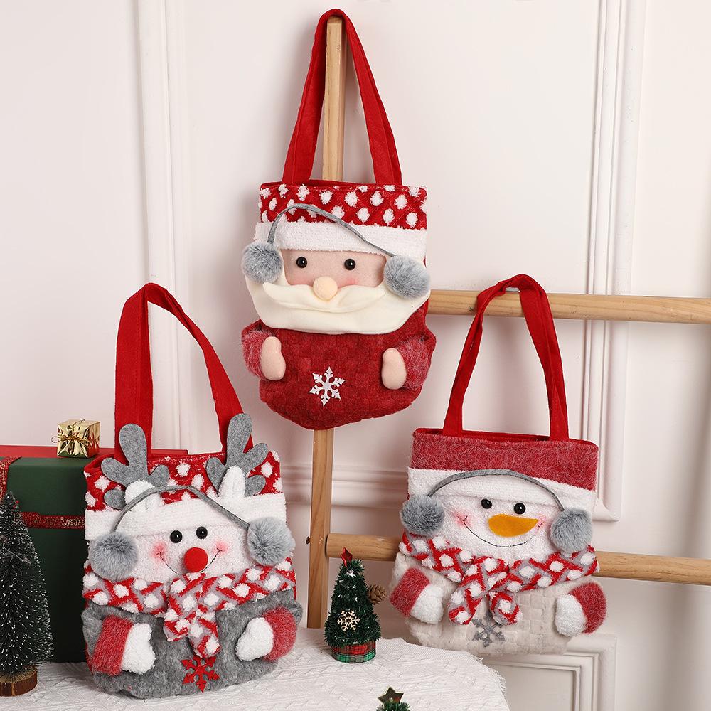 Christmas Eve Santa Claus Decorative Gift Bag Apple Candy Bag Christmas Hand Gift Bag Storage Bag