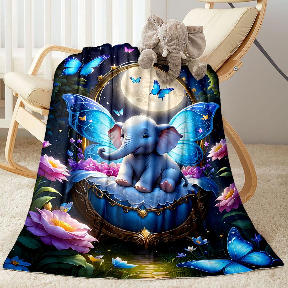 Colorful Elephant Garden Blanket Suitable for Offices, Travel, Living Rooms Also a Good Gift for Friends and Family Suitable for All Seasons.