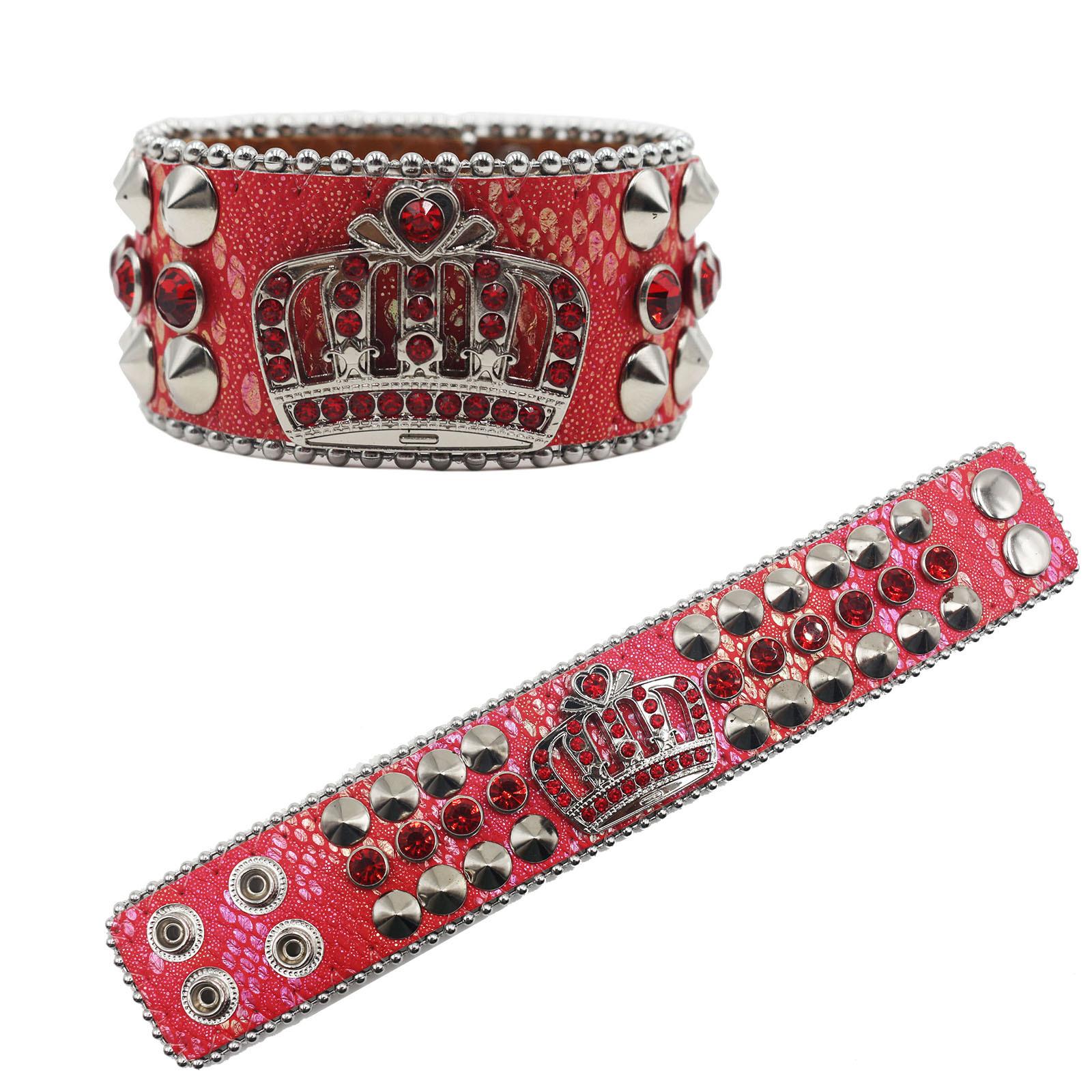 

American Rhinestone Rivet Bracelets, Crown Decoration Punk Gothic Personalized Jewelry