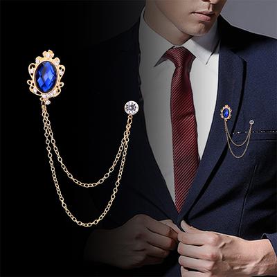 Fashion Tassel Crystal Chain Brooch Mens Women's Shirt Collar Pins Brooches Women Accessories Luxury Lapel Pin Gem Badge Jewelry
